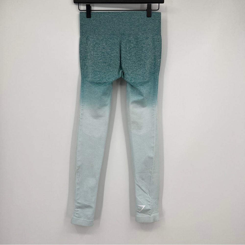 Gymshark Ombré Teal White Stretch Ankle Seamless Pull-on Athletic Leggings - Picture 10 of 14